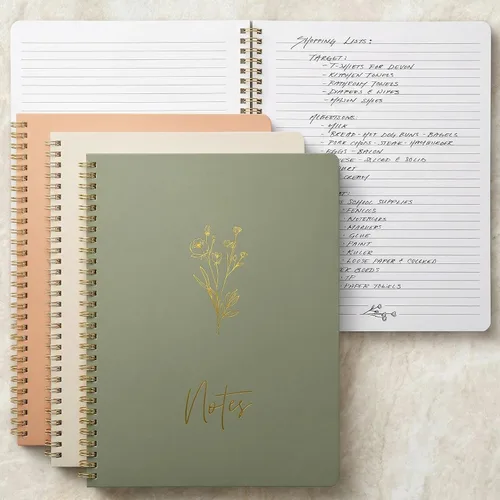 Vista 11 de ZICOTO Set de 3 Cuadernos de Espiral Estéticos para Mujeres - Lindo Diario/Cuaderno de 7x5 con Páginas Rayadas de Regla Universitaria - Suministros