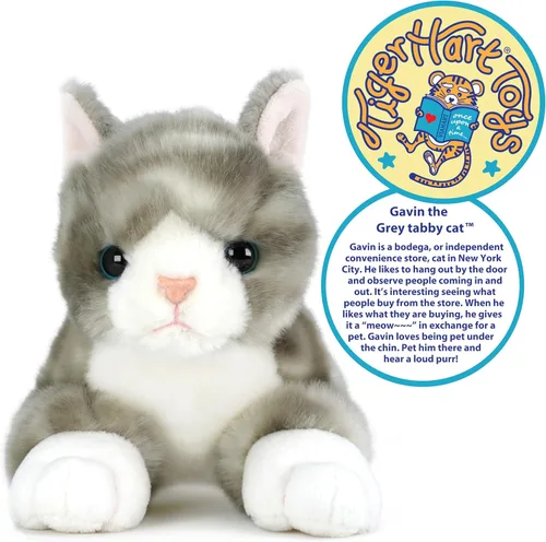 Vista 2 de TigerHart Gavin The Grey Tabby Cat - Peluche de 13 pulgadas