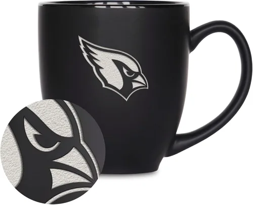 Vista 13 de Rico Industries Taza Bistro Mate Negra de Fútbol Americano NFL de 15 onzas - Para Bebidas Calientes o Frías - Logotipo del Equipo Grabado para una