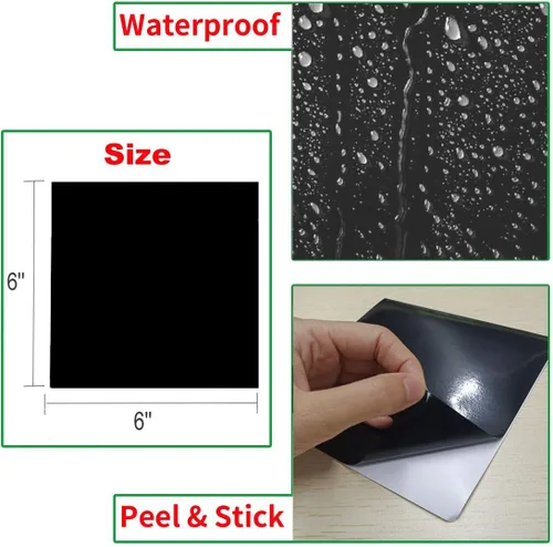 Vista 13 de Adhesivos para azulejos, 50 unidades, autoadhesivas, de 6 x 6 pulgadas, impermeable, a prueba de aceite, extraíble para decoración del hogar de Negro