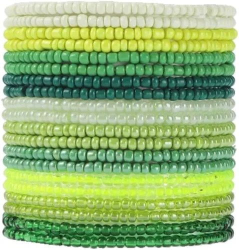 Vista 14 de Fuqimanman2020 18 piezas de pulseras apilables con cuentas estilo boho para mujer, conjunto de tobilleras de cuentas de arroz multicapas coloridas