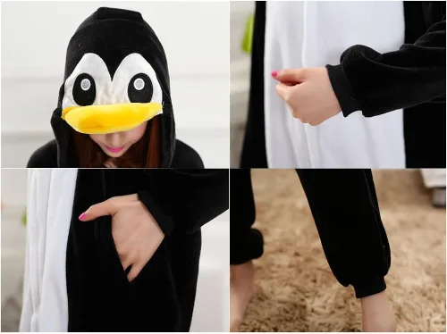Vista 5 de Adrinfly - Disfraz de pingüino unisex para adulto de una sola pieza