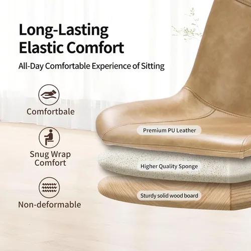 Vista 4 de DUHOME Silla de oficina moderna de cuero PU Silla de escritorio Silla giratoria para computadora Camel