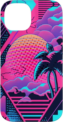Vista 4 de iPhone 16 Retro Vaporwave Vibes - Funda para amantes de la nostalgia de la música de los años 90