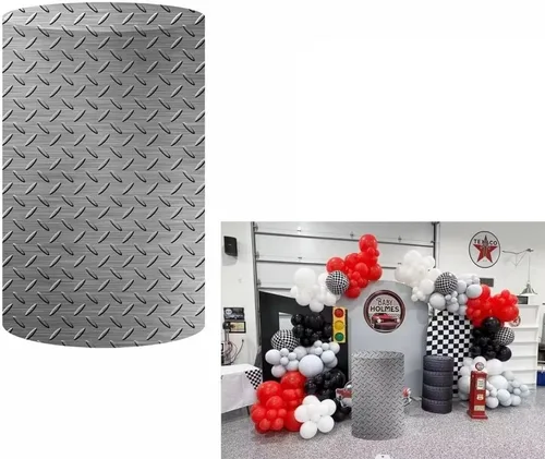 Vista 11 de Fundas de fondo de arco con textura de cuadros blancos y negros, bandera a cuadros de 2.5 x 6 pies, fondo de pared elástico para fotografía