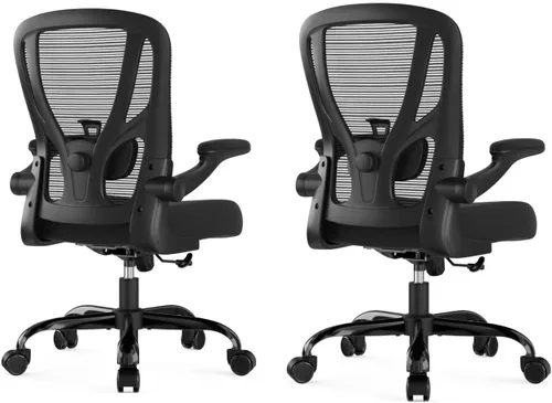 Vista 11 de Silla de oficina ergonómica de escritorio, silla de computadora de malla, silla de trabajo transpirable con ruedas, soporte lumbar ajustable, sillas
