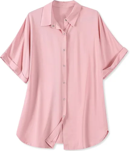 Vista 8 de Blusa suave casual de manga corta con broche frontal para mujer