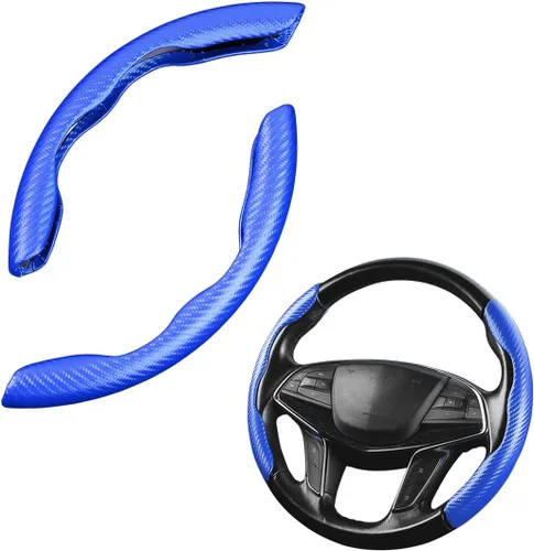 Vista 8 de LoyaForba Funda universal para volante de automóvil, protector universal de cuero segmentado de 15 pulgadas, antideslizante y suave, transpirable