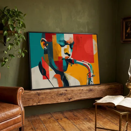 Vista 30 de LuxeWood Arte de Pared Musical en Lienzo - Impresiones Temáticas Musicales Medianas y Grandes para Sala de Estar, Oficina, Estudio, Airbnb