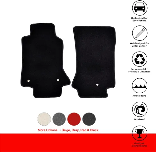 Vista 2 de IKON MOTORSPORTS, tapete para piso compatible con Chevrolet Corvette 1997-2004, revestimiento de piso delantero de nailon negro de fábrica