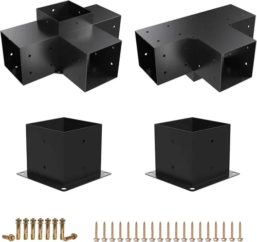 Vista 8 de Kit de pérgola - Soportes de 5 vías para vigas de madera de 4 x 4 pulgadas, cenadores, patio y cobertizos