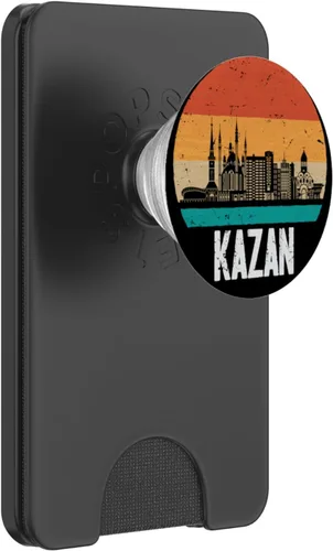Vista 8 de Kazan Russia Retro Vintage Sunset Skyline Kazan PopSockets Adhesive PopGrip