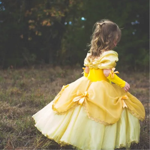Vista 6 de TYHTYM Deluxe Princess Costumes Little Girls Dress Kids Fancy Gown Cosplay Halloween Party 2-11T