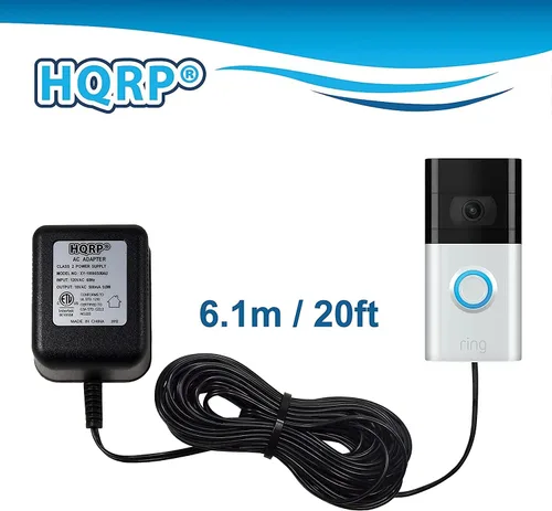 Vista 5 de HQRP Transformador adaptador de corriente alterna de 18 voltios compatible con timbres de video inteligentes Nest Hello, Ring, Ring-2, Ring-3, Arlo