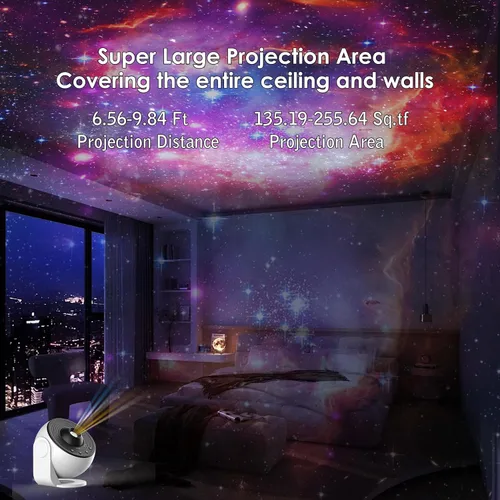 Vista 5 de Proyector Galaxy Pro para dormitorio, proyector de estrellas planetario 13 en 1 con sistema solar y constelación, proyector de luz de galaxia