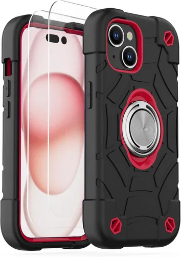 Vista 58 de KCJ Funda para iPhone SE 2022/2020, iPhone 8/7/6/6S, con [2×Protectores de Pantalla][Soporte de Anillo] Silicona Suave+PC Duro Protección Completa