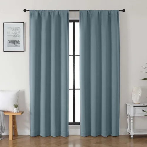 Vista 81 de Gwine Cortinas opacas para dormitorio, 54 pulgadas de largo, paneles de cortina de ventana con aislamiento térmico y reducción de ruido, cortinas