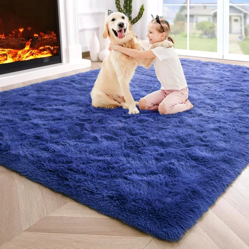 Vista 43 de Noahas Alfombras de Área Grandes y Esponjosas de 5x8 pies para Sala de Estar y Dormitorio, Alfombra Gruesa de Pelo Largo Beige y Blanca, Alfombra