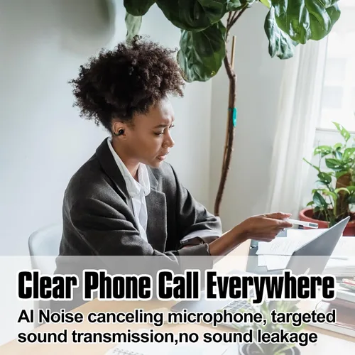 Vista 6 de Clips inalámbricos para los oídos, clips abiertos para los oídos, auriculares Bluetooth estéreo deportivos con micrófono, cancelación de ruido