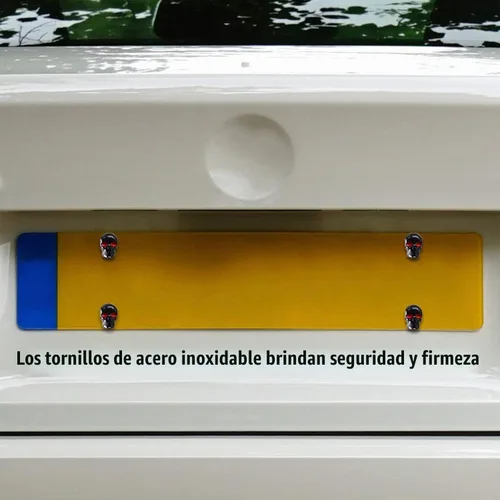 Vista 7 de Tornillos universales para placa de matrícula de automóvil y motocicleta, tornillos de marco de matrícula 3D de acero inoxidable con diseño de Negro
