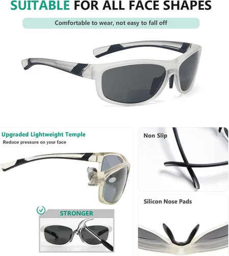 Vista 25 de Eyekepper Gafas de sol deportivas bifocales polarizadas para mujer