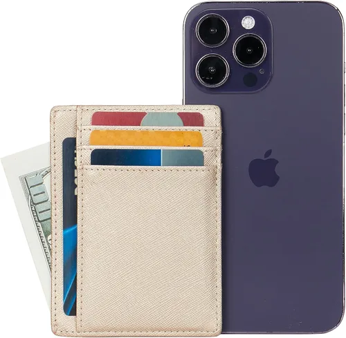 Vista 4 de LinsCraft Pequeñas carteras de bolsillo con bloqueo RFID para hombres y mujeres