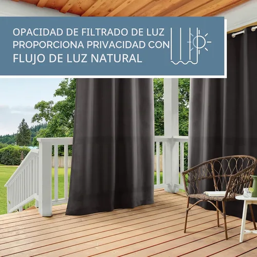 Vista 9 de TOWN & COUNTRY BASICS Cabana Cortinas Sólidas de Peso Pesado para Interiores y Exteriores, Opacidad de Filtrado de Luz con Parte Superior de Ojales