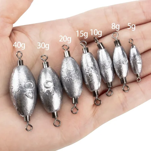 Vista 3 de THKFISH Pesas de pesca Pesas en línea, plomos de arrastre, pesos giratorios, de instalación rápida, plomo, con giro