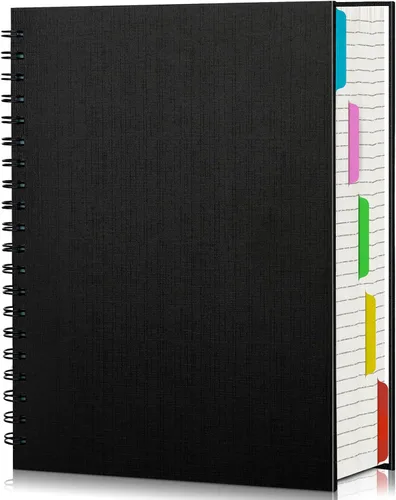Vista 20 de EUSOAR Cuaderno de 5 materias, 1 pieza A4 de 11" x 8-1/2 pulgadas con espiral rayado universitario, bloc de escritura, 100GSM 120 hojas/240 páginas