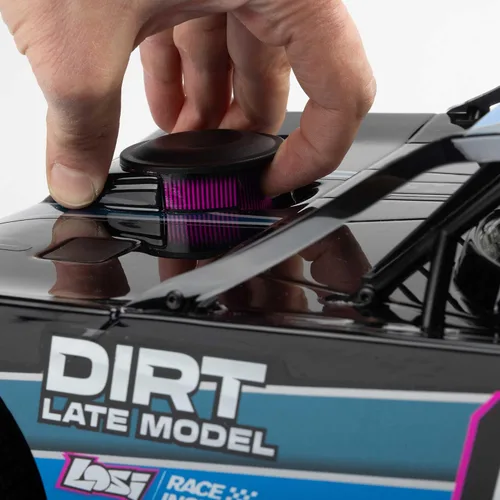 Vista 23 de Losi 22S RC Car Dirt Modelo tardío, azul, 1/10 2WD RTR Dirt Oval