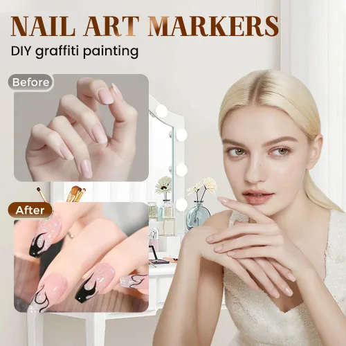 Vista 2 de Juego de 12 bolígrafos de arte de uñas, 2026, nuevos marcadores de arte de uñas para arte de uñas 3D, pincel de pintura de dibujo para bricolaje