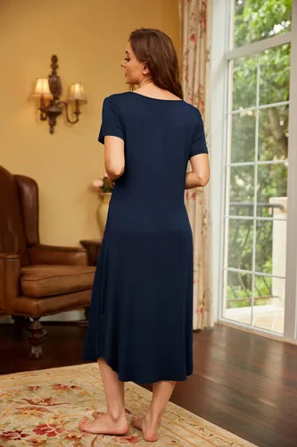 Vista 5 de Ekouaer Camisón de maternidad para mujer, camisón de maternidad con cuello en V, camisón largo para lactancia materna