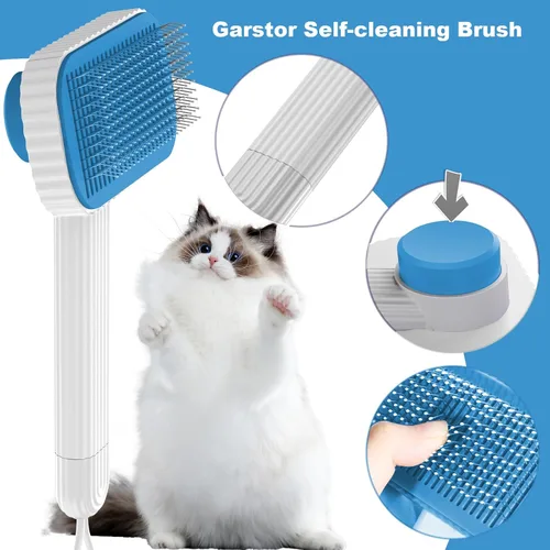 Vista 3 de Cepillo para gatos, cepillo de gato para gatos de pelo largo o corto, quita el pelo suelto y las alfombrillas, los pasadores redondeados reducen
