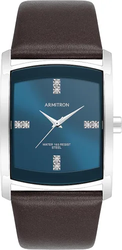 Vista 9 de Armitron Reloj con correa de cuero con detalles de cristal genuino para hombre