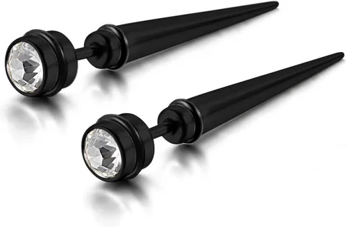 Vista 4 de Flongo 6 aretes de tuerca de acero inoxidable con punta de imitación de tornillo para hombre, aretes de punta de San Valentín para hombres