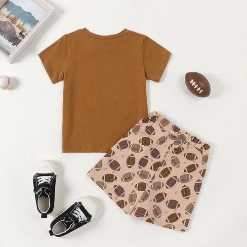 Vista 3 de Omkzanbi Conjunto de fútbol para niños pequeños y bebés, camiseta neutra para el día del partido, pantalones cortos de fútbol, conjunto de temporada