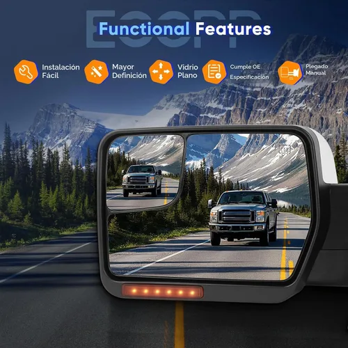 Vista 7 de ECCPP Par de espejos de remolque con Ford 2004-2014 para F150 1997-1999