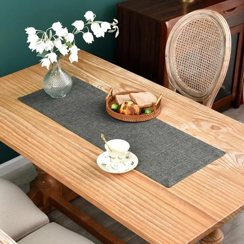 Vista 12 de NEWISHER Camino de mesa rústico de granja, color beige sólido, camino de mesa rectangular de lino sintético para uso diario, cocina, comedor, mesa