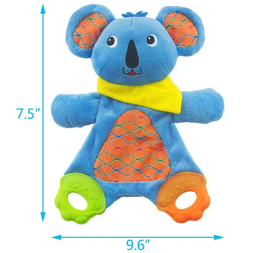 Vista 4 de teytoy My First Baby - Juguete de dentición, 2 piezas de tela suave arrugada, juguetes para bebés y niños, perfecto para baby shower (león y koala)