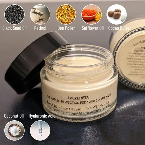Vista 6 de Ice Age - Crema facial antienvejecimiento para hombres y mujeres con aceite de semilla negra, polen de abeja/pan de abeja, retinol, ácido