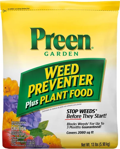 Vista 11 de Preen Garden Weed Preventer Plus Plant Food 31.3 lb. Bolsa - Fertilizante granular multiusos con control de malezas preemergente para jardines