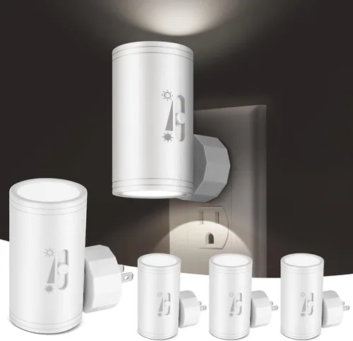 Vista 10 de Paquete de 6 mini luces LED nocturnas enchufables de pared - Del anochecer al amanecer encendido y apagado automático, 2700 K blanco cálido