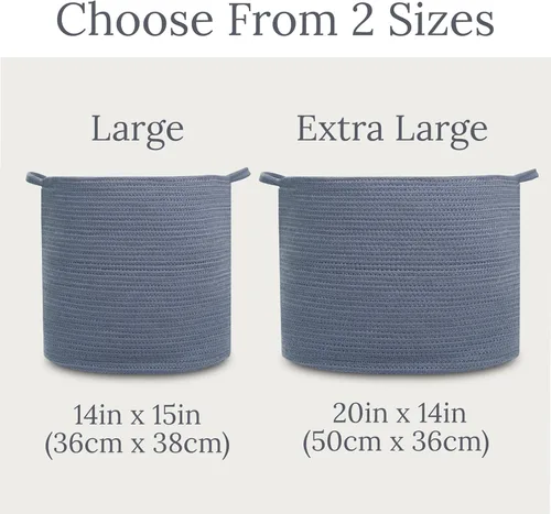 Vista 4 de Natemia Cesta de Almacenamiento Extra Grande (20" x 20" x 14") - Cestas Tejidas para Almacenamiento, Cesta de Almacenamiento de Bebé y Organizador