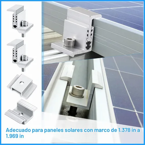 Vista 4 de Zhengmy Abrazadera de aluminio para panel solar ajustable 1.260-1.969 in Abrazaderas medias y extremas incluidas, soportes universales