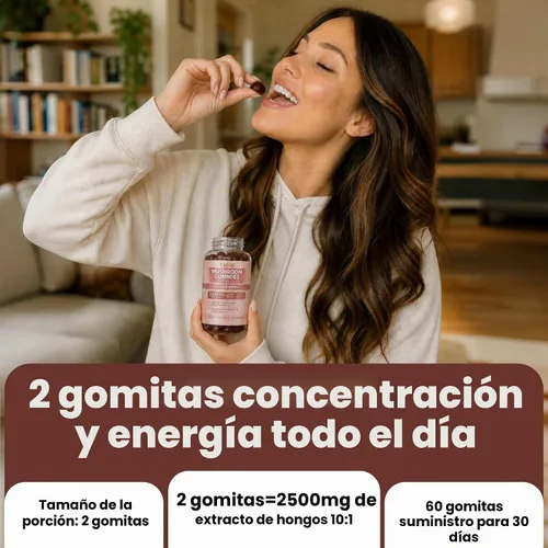 Vista 4 de Gomitas transparentes de hongos para adultos, suplemento de concentración