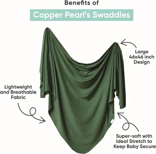 Vista 2 de Copper Pearl Manta para Envolver al Bebé - Manta de Punto Premium para Bebé, Mantas Receptoras Grandes Suaves y Elásticas para Bebé Niño y Niña