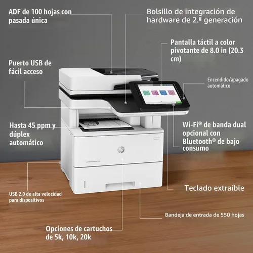 Vista 2 de HP LaserJet Enterprise MFP M528dn Impresora monocromática todo en uno con Ethernet integrado e impresión de 2 caras (1PV64A)