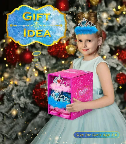 Vista 2 de Ropa de princesa para niñas pequeñas, juego de simulación y disfraz para niñas pequeñas de 3 a 6 años Rosa Azul