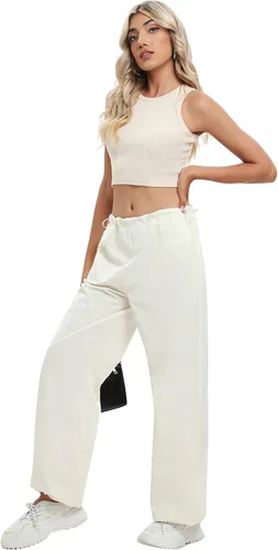 Vista 2 de DECIVI Pantalones de paracaídas para mujer Y2K Pantalones elásticos de cintura baja con cordón de ajuste holgado
