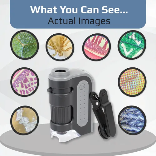 Vista 3 de Carson Adaptador de Digiscoping para smartphone MicroBrite Plus 60x-120x con luz LED microscopio de bolsillo con aplicación CarsonCam para teléfono